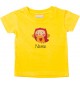Kinder T-Shirt  mit tollen Motiven inkl Ihrem Wunschnamen Eule gelb, Größe 0-6 Monate
