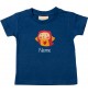 Kinder T-Shirt  mit tollen Motiven inkl Ihrem Wunschnamen Eule navy, Größe 0-6 Monate