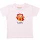 Kinder T-Shirt  mit tollen Motiven inkl Ihrem Wunschnamen Eule rosa, Größe 0-6 Monate
