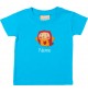 Kinder T-Shirt  mit tollen Motiven inkl Ihrem Wunschnamen Eule tuerkis, Größe 0-6 Monate