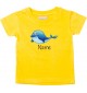 Kinder T-Shirt  mit tollen Motiven inkl Ihrem Wunschnamen Delfin gelb, Größe 0-6 Monate