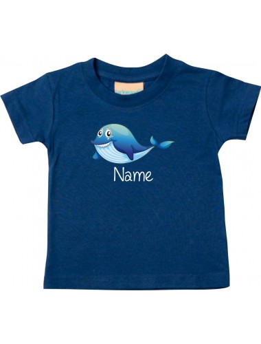 Kinder T-Shirt  mit tollen Motiven inkl Ihrem Wunschnamen Delfin navy, Größe 0-6 Monate