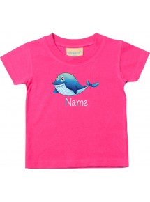 Kinder T-Shirt  mit tollen Motiven inkl Ihrem Wunschnamen Delfin pink, Größe 0-6 Monate