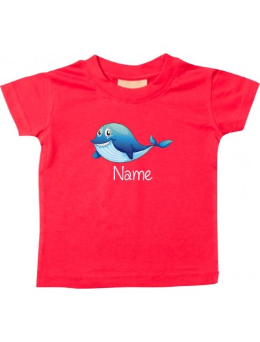 Kinder T-Shirt  mit tollen Motiven inkl Ihrem Wunschnamen Delfin rot, Größe 0-6 Monate