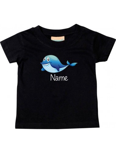Kinder T-Shirt  mit tollen Motiven inkl Ihrem Wunschnamen Delfin schwarz, Größe 0-6 Monate