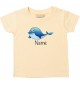 Kinder T-Shirt  mit tollen Motiven inkl Ihrem Wunschnamen Delfin hellgelb, Größe 0-6 Monate