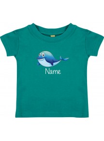 Kinder T-Shirt  mit tollen Motiven inkl Ihrem Wunschnamen Delfin jade, Größe 0-6 Monate