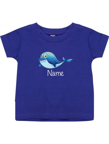 Kinder T-Shirt  mit tollen Motiven inkl Ihrem Wunschnamen Delfin lila, Größe 0-6 Monate