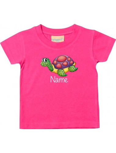 Kinder T-Shirt  mit tollen Motiven inkl Ihrem Wunschnamen Schildkröte pink, Größe 0-6 Monate