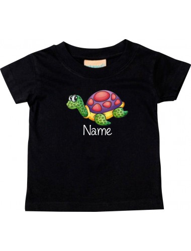 Kinder T-Shirt  mit tollen Motiven inkl Ihrem Wunschnamen Schildkröte schwarz, Größe 0-6 Monate