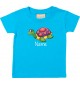 Kinder T-Shirt  mit tollen Motiven inkl Ihrem Wunschnamen Schildkröte tuerkis, Größe 0-6 Monate