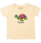 Kinder T-Shirt  mit tollen Motiven inkl Ihrem Wunschnamen Schildkröte hellgelb, Größe 0-6 Monate