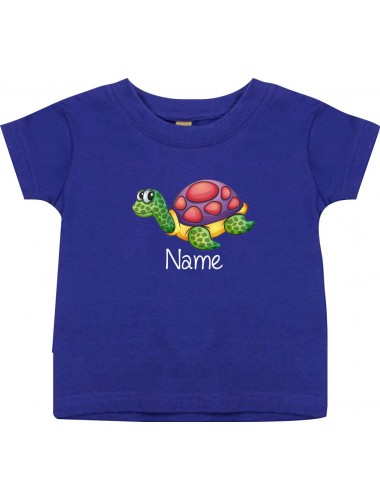 Kinder T-Shirt  mit tollen Motiven inkl Ihrem Wunschnamen Schildkröte lila, Größe 0-6 Monate