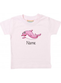 Kinder T-Shirt  mit tollen Motiven inkl Ihrem Wunschnamen Delfin rosa, Größe 0-6 Monate