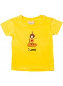 Kinder T-Shirt  mit tollen Motiven inkl Ihrem Wunschnamen Bär gelb, Größe 0-6 Monate