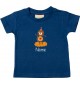 Kinder T-Shirt  mit tollen Motiven inkl Ihrem Wunschnamen Bär navy, Größe 0-6 Monate