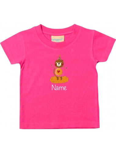 Kinder T-Shirt  mit tollen Motiven inkl Ihrem Wunschnamen Bär pink, Größe 0-6 Monate