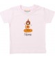 Kinder T-Shirt  mit tollen Motiven inkl Ihrem Wunschnamen Bär rosa, Größe 0-6 Monate