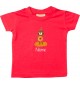 Kinder T-Shirt  mit tollen Motiven inkl Ihrem Wunschnamen Bär rot, Größe 0-6 Monate