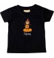 Kinder T-Shirt  mit tollen Motiven inkl Ihrem Wunschnamen Bär schwarz, Größe 0-6 Monate