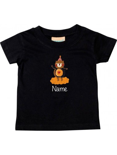 Kinder T-Shirt  mit tollen Motiven inkl Ihrem Wunschnamen Bär schwarz, Größe 0-6 Monate