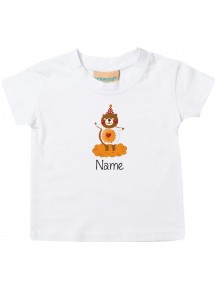Kinder T-Shirt  mit tollen Motiven inkl Ihrem Wunschnamen Bär weiss, Größe 0-6 Monate