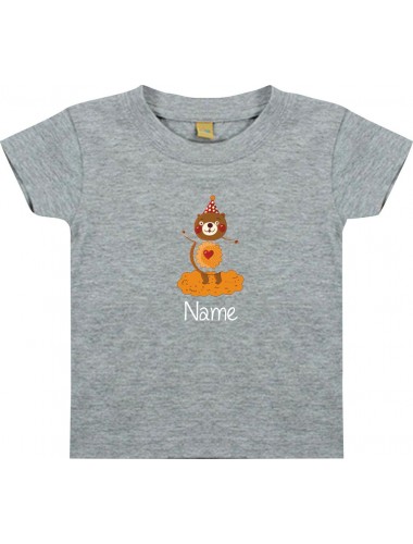 Kinder T-Shirt  mit tollen Motiven inkl Ihrem Wunschnamen Bär grau, Größe 0-6 Monate