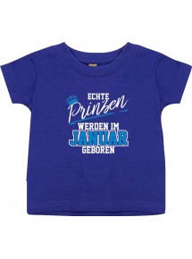 Baby Kinder T-Shirt  Echte Prinzen werden im JANUAR geboren lila, 0-6 Monate