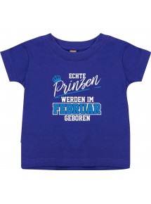 Baby Kinder T-Shirt  Echte Prinzen werden im FEBRUAR geboren lila, 0-6 Monate