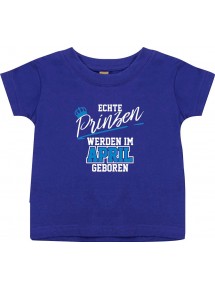 Baby Kinder T-Shirt  Echte Prinzen werden im APRIL geboren lila, 0-6 Monate