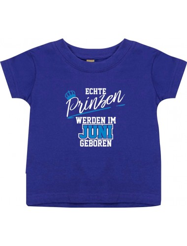 Baby Kinder T-Shirt  Echte Prinzen werden im JUNI geboren lila, 0-6 Monate
