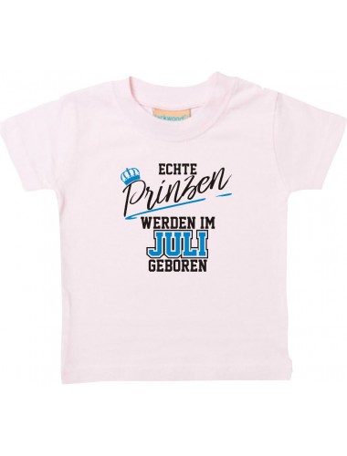 Baby Kinder T-Shirt  Echte Prinzen werden im JULI geboren rosa, 0-6 Monate