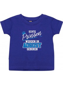 Baby Kinder T-Shirt  Echte Prinzen werden im AUGUST geboren lila, 0-6 Monate