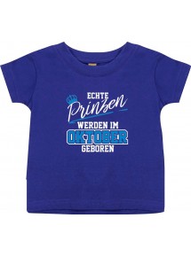 Baby Kinder T-Shirt  Echte Prinzen werden im OKTOBER geboren lila, 0-6 Monate