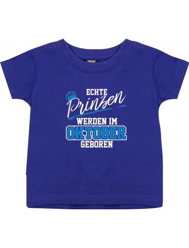 Baby Kinder T-Shirt  Echte Prinzen werden im OKTOBER geboren lila, 0-6 Monate