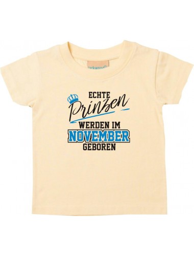 Baby Kinder T-Shirt  Echte Prinzen werden im NOVEMBER geboren hellgelb, 0-6 Monate