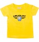 Baby Kinder-Shirt Uruguay, Wappen mit Wunschnamen und Wunschnummer Land, Länder, gelb, 0-6 Monate
