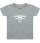 Baby Kinder-Shirt Uruguay, Wappen mit Wunschnamen und Wunschnummer Land, Länder, grau, 0-6 Monate