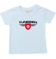 Baby Kinder-Shirt Tunesien, Wappen mit Wunschnamen und Wunschnummer Land, Länder, hellblau, 0-6 Monate