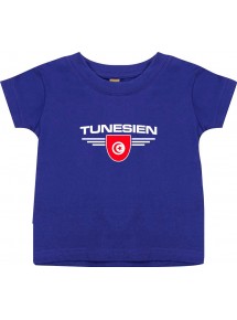 Baby Kinder-Shirt Tunesien, Wappen mit Wunschnamen und Wunschnummer Land, Länder, lila, 0-6 Monate