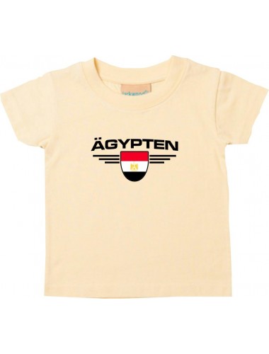 Baby Kinder-Shirt Ägypten, Wappen mit Wunschnamen und Wunschnummer Land, Länder, hellgelb, 0-6 Monate