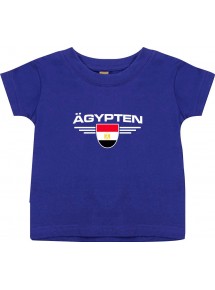 Baby Kinder-Shirt Ägypten, Wappen mit Wunschnamen und Wunschnummer Land, Länder, lila, 0-6 Monate