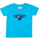 Baby Kinder-Shirt Australien, Wappen mit Wunschnamen und Wunschnummer Land, Länder, tuerkis, 0-6 Monate