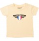 Baby Kinder-Shirt Frankreich, Wappen mit Wunschnamen und Wunschnummer Land, Länder, hellgelb, 0-6 Monate