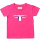 Baby Kinder-Shirt Frankreich, Wappen mit Wunschnamen und Wunschnummer Land, Länder, pink, 0-6 Monate