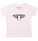 Baby Kinder-Shirt Frankreich, Wappen mit Wunschnamen und Wunschnummer Land, Länder, rosa, 0-6 Monate