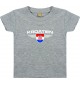 Baby Kinder-Shirt Kroatien, Wappen mit Wunschnamen und Wunschnummer Land, Länder, grau, 0-6 Monate