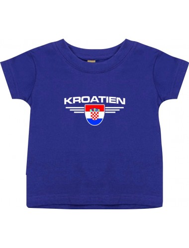 Baby Kinder-Shirt Kroatien, Wappen mit Wunschnamen und Wunschnummer Land, Länder, lila, 0-6 Monate