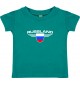 Baby Kinder-Shirt Russland, Wappen mit Wunschnamen und Wunschnummer Land, Länder, jade, 0-6 Monate