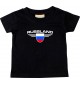 Baby Kinder-Shirt Russland, Wappen mit Wunschnamen und Wunschnummer Land, Länder, schwarz, 0-6 Monate